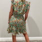 Tiered layered floral dress- kelly green