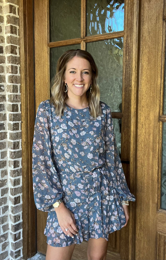 Long sleeve floral romper