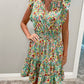 Tiered layered floral dress- kelly green