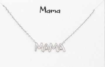 Mama print pendant necklace- silver