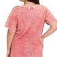 Acid wash v-neck- Rose