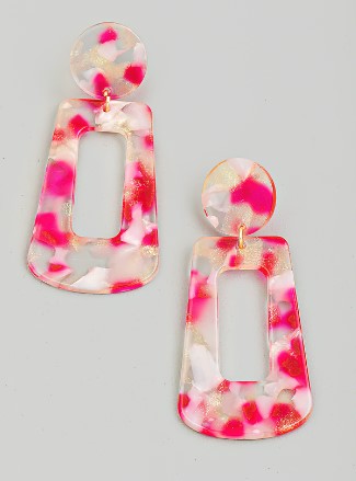 Cutout drop earrings -pink