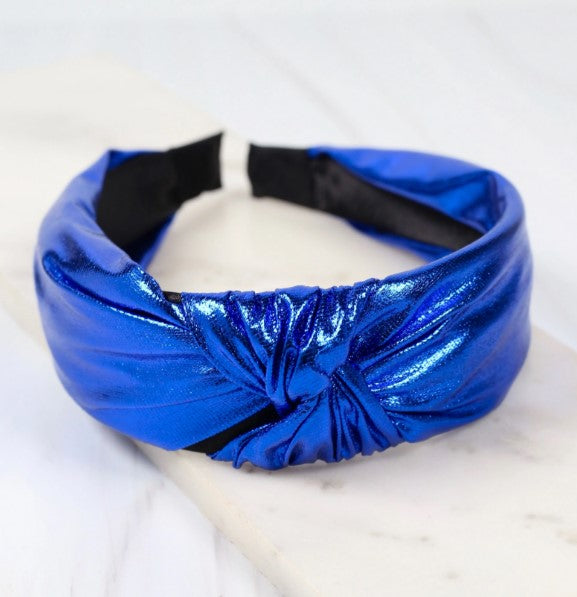 Evie knot headband - metallic royal