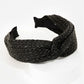 Straw braided headband - black
