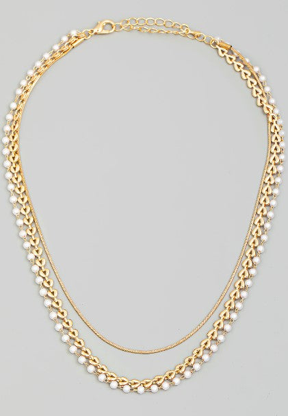 Layered chain heart necklace