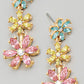 Flower crystal drop earrings - 2 colors