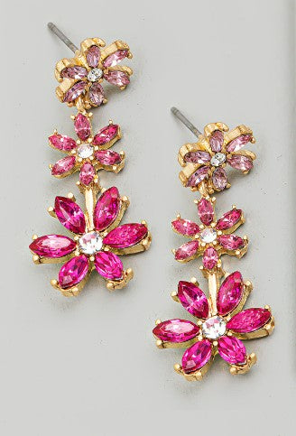 Flower crystal drop earrings - 2 colors