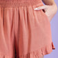smocked ruffle shorts- ash