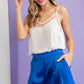 Satin high waisted shorts- royal blue