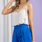 Satin high waisted shorts- royal blue