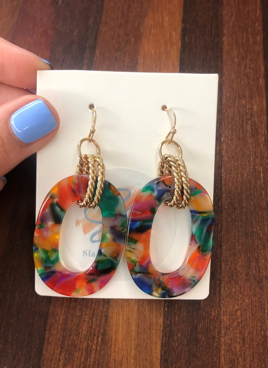 Double drop oval earrings- multi