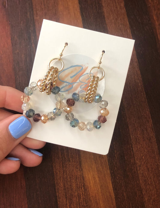 Double drop circle earrings - multi