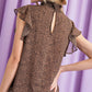 LAST ONE-smocked neck blouse- cheetah