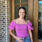 Berry puff sleeve top