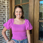Berry puff sleeve top