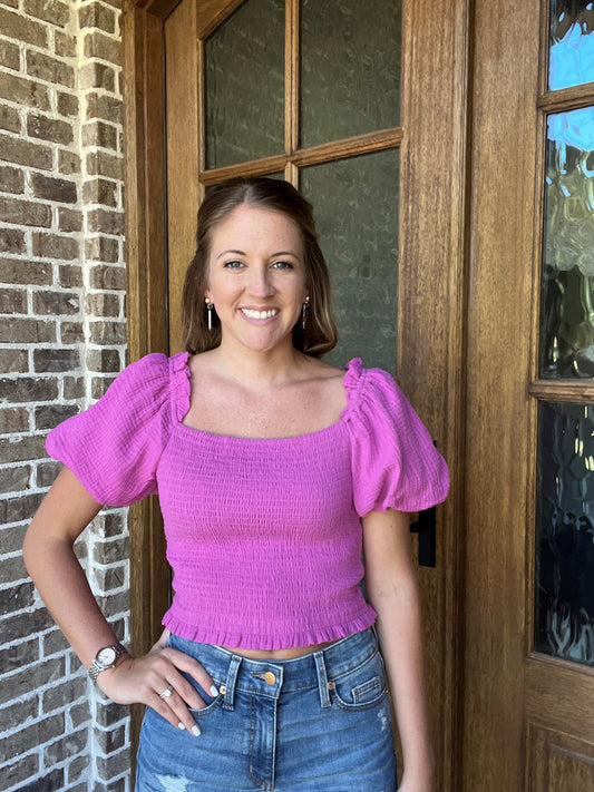 Berry puff sleeve top