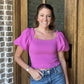 Berry puff sleeve top
