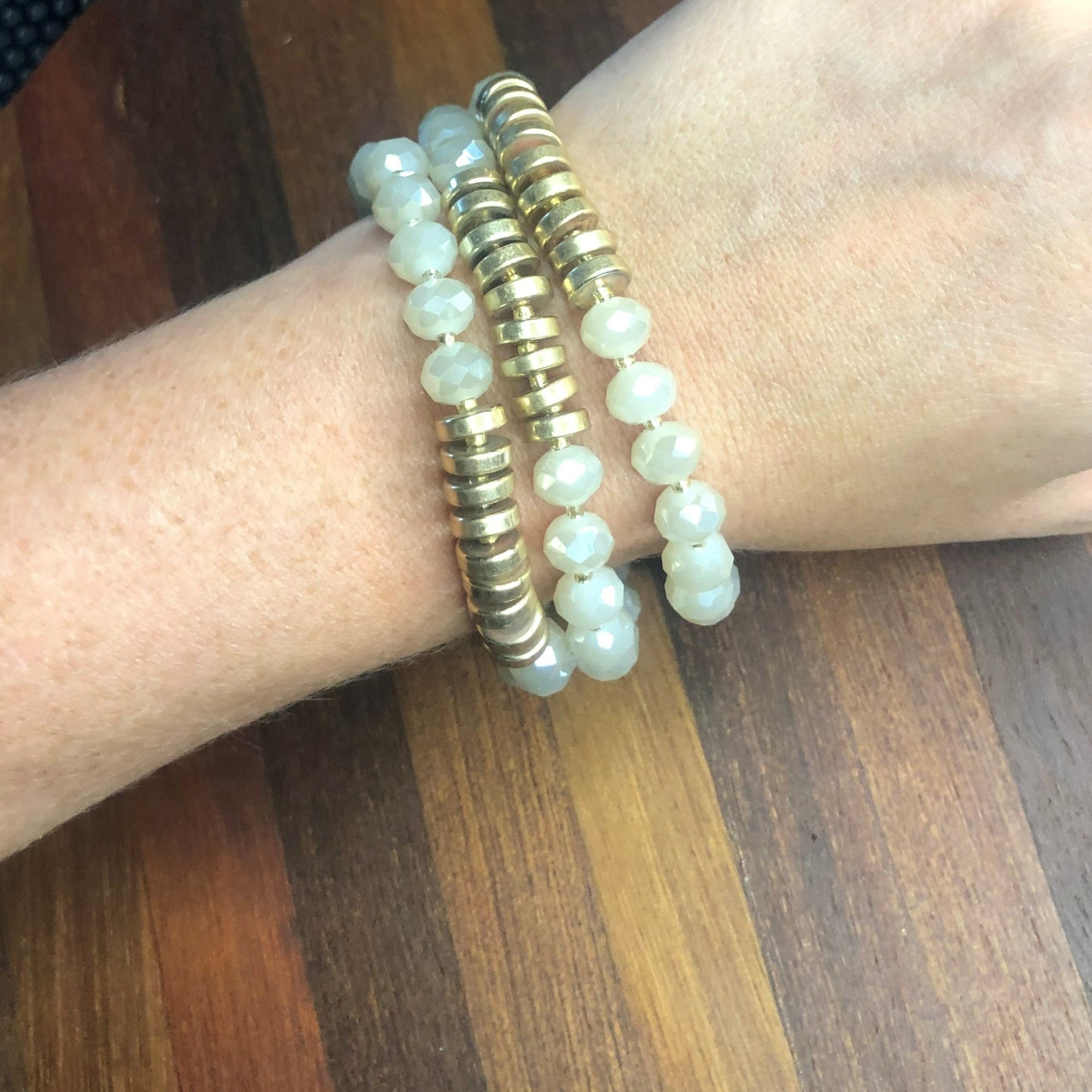 Lily stacked bracelet- ivory