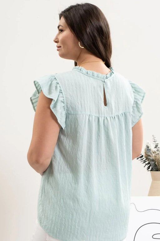 Floral embroidery top - seafoam in Regular and Plus