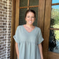 v-neck babydoll top- sage