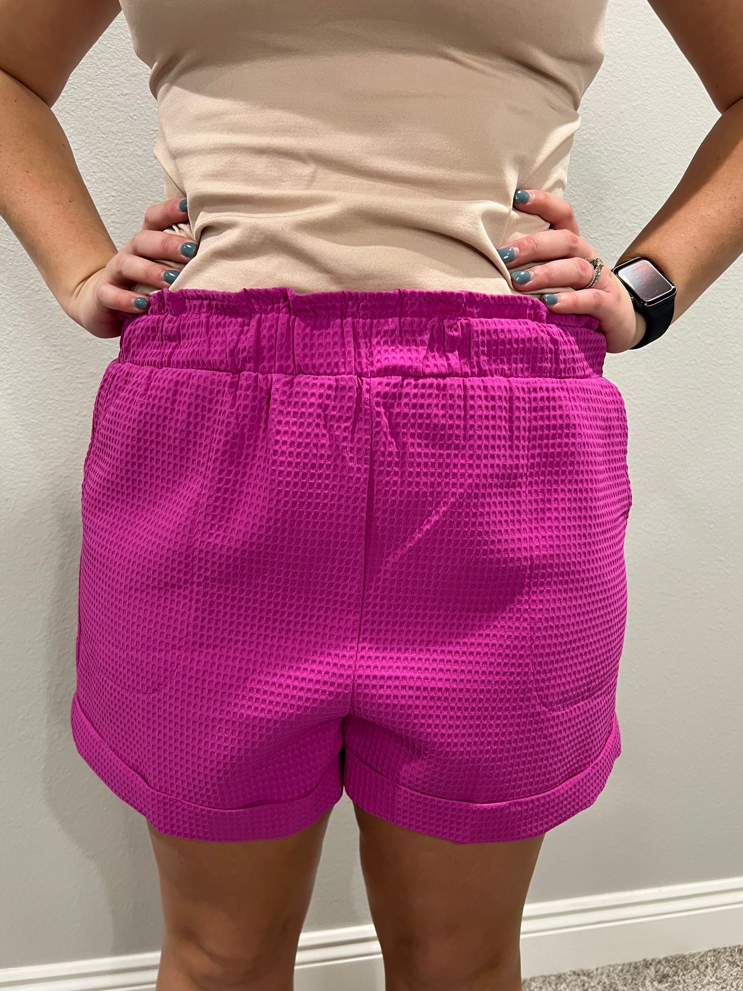 Abby waffle shorts - orchid