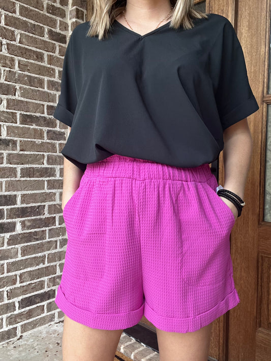 Abby waffle shorts - orchid