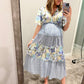 Mixed floral print midi dress
