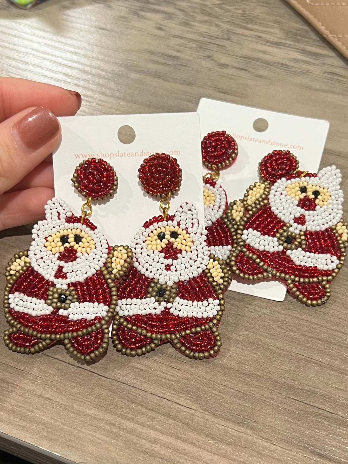 Santa Clause beaded earrings