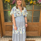 Mixed floral print midi dress