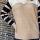 Faith funnel neck sweater with stripe sleeves