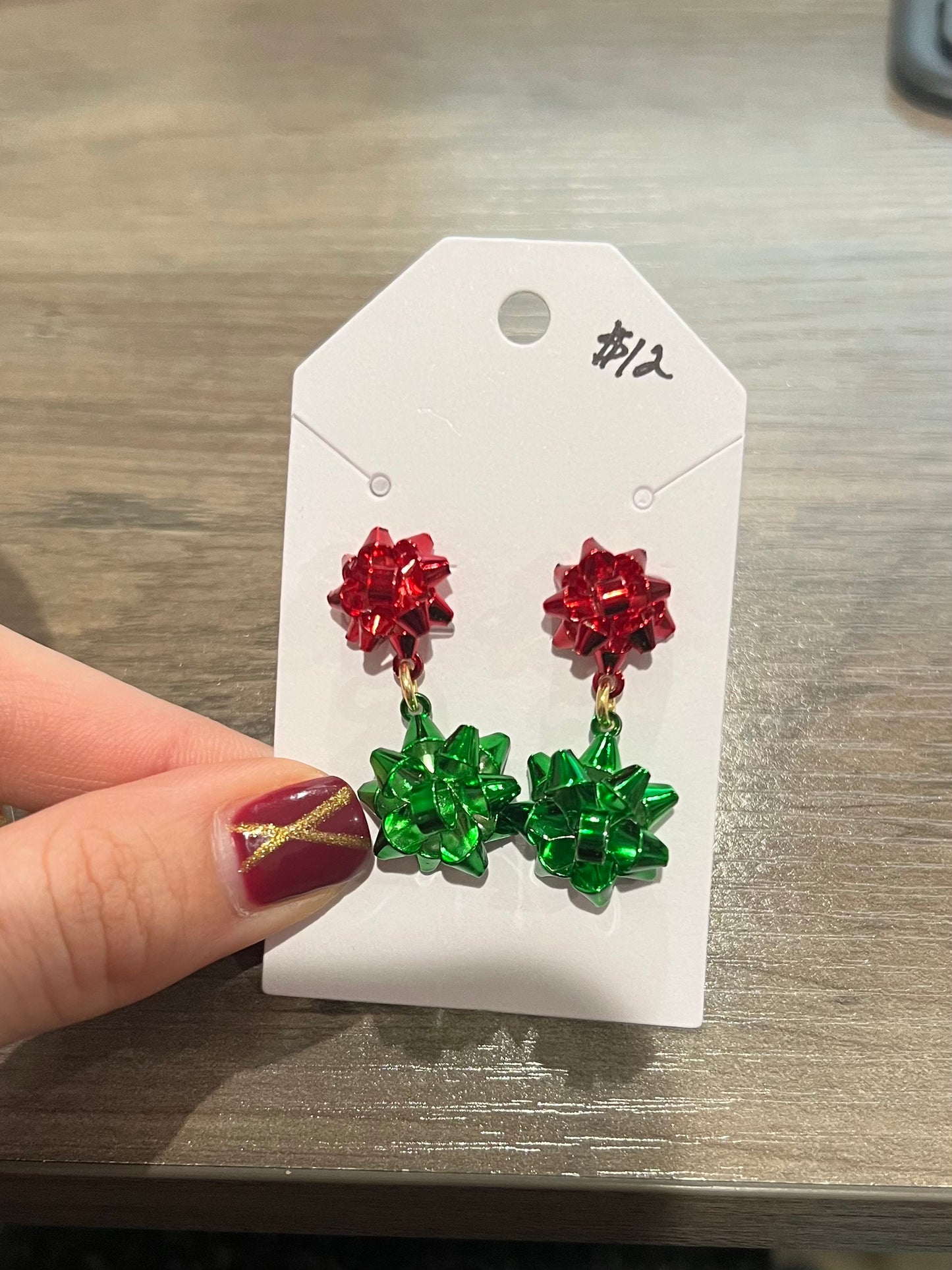 Christmas 2 bow earrings