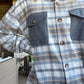 Best wishes light shacket- blue / tan