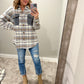 Best wishes light shacket- blue / tan