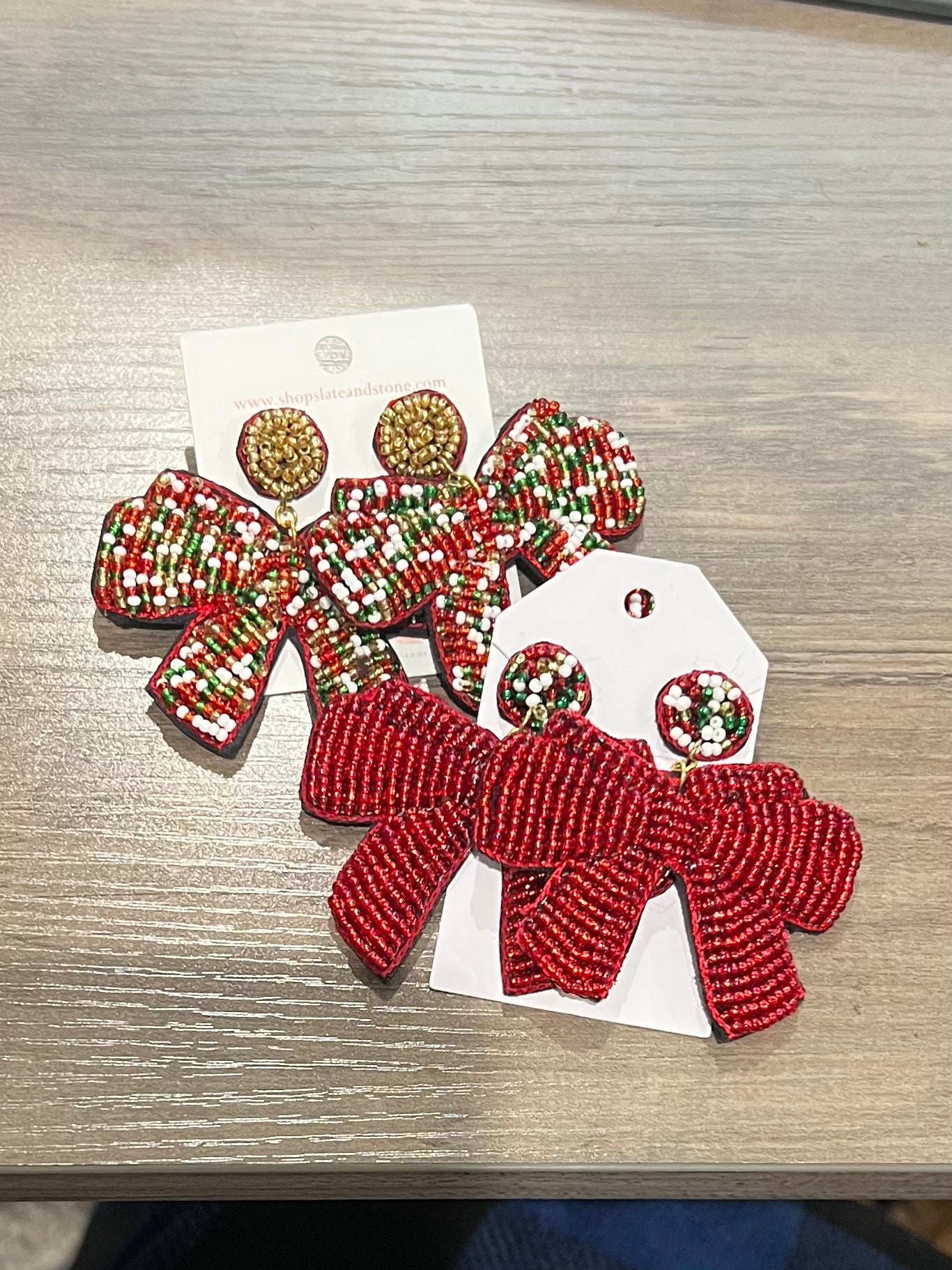 Christmas bow earrings