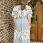 Mixed floral print midi dress