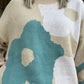 LAST ONE- Flower power sweater- taupe / seafoam
