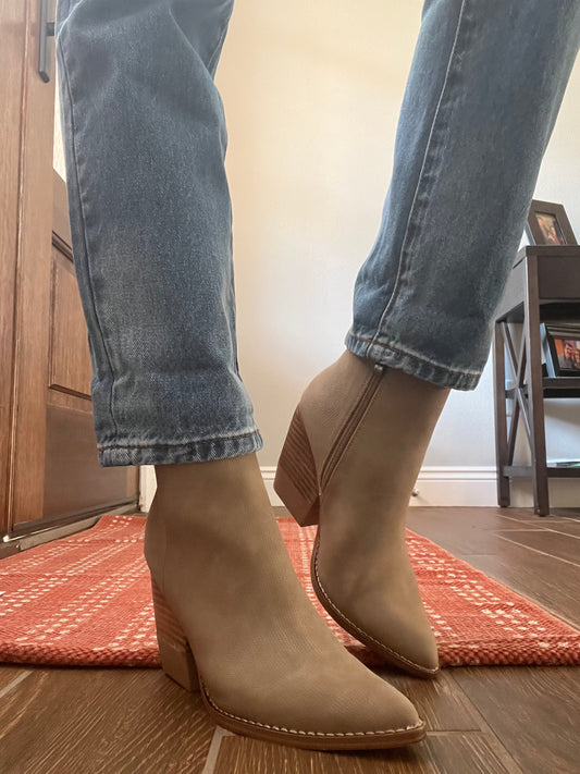 Rachel snake booties- taupe