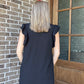 LAST ONE- Ruffled sleeve high low top- black