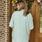 Striped button top- forest green