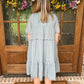 Cotton ruffle tassel dress- slate blue