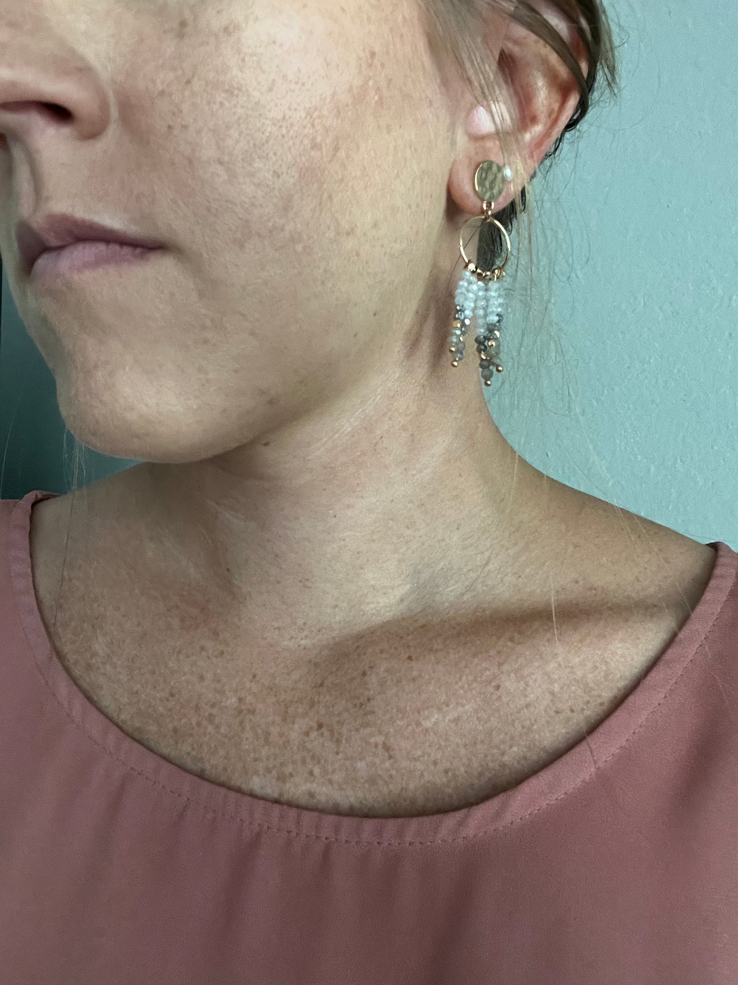 Disco beaded earrings- gray