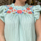 Floral embroidery top - seafoam in Regular and Plus