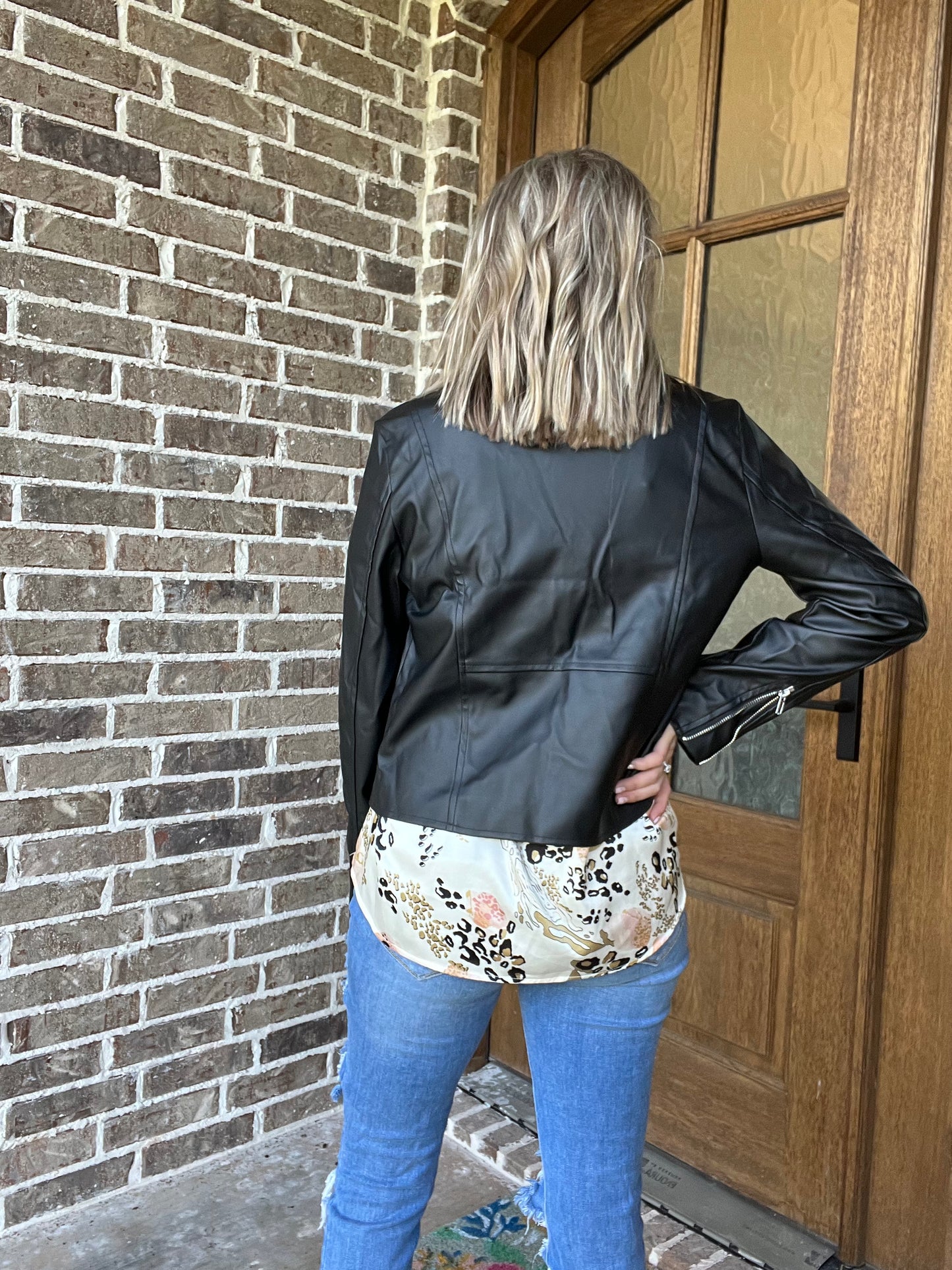 Look the part faux leather jacket- black