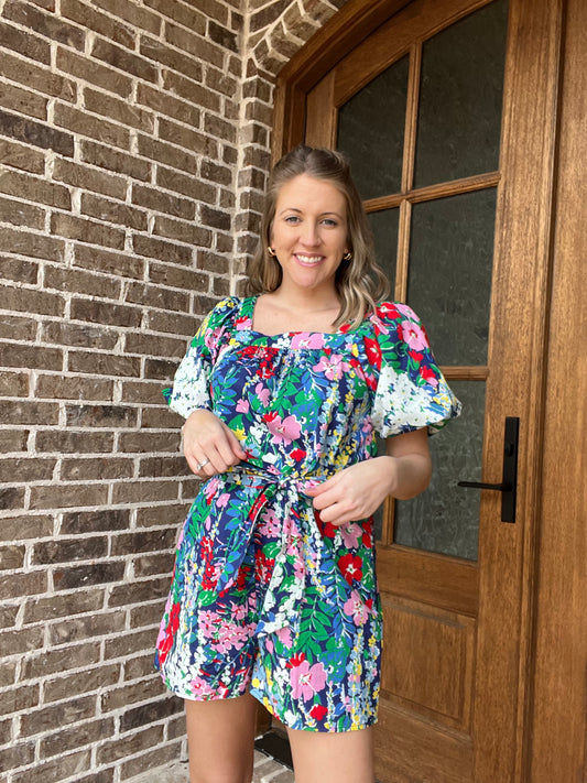 Royce floral romper - navy