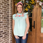Floral embroidery top - seafoam in Regular and Plus