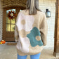 LAST ONE- Flower power sweater- taupe / seafoam