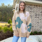 LAST ONE- Flower power sweater- taupe / seafoam