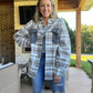 Best wishes light shacket- blue / tan