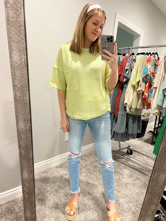 Kalie waffle top- 2 colors