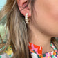 Pearl open hoop earrings